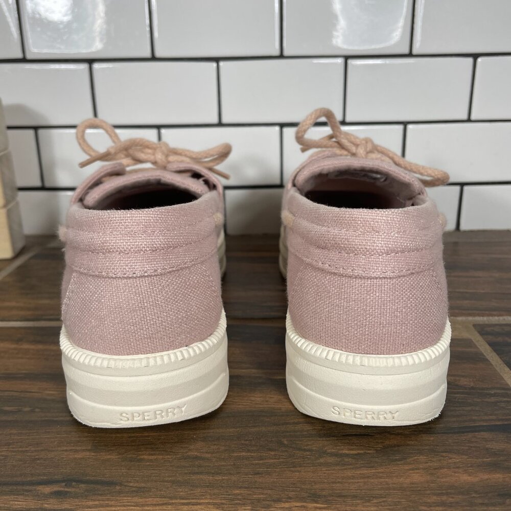 Sperry Cruise Plushstep Boat Shoes Womens Size 7.5 Light Pink 2 Eye Platform Moc - Picture 5 of 13